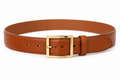 Cintura in pelle cognac con fibbia dorata