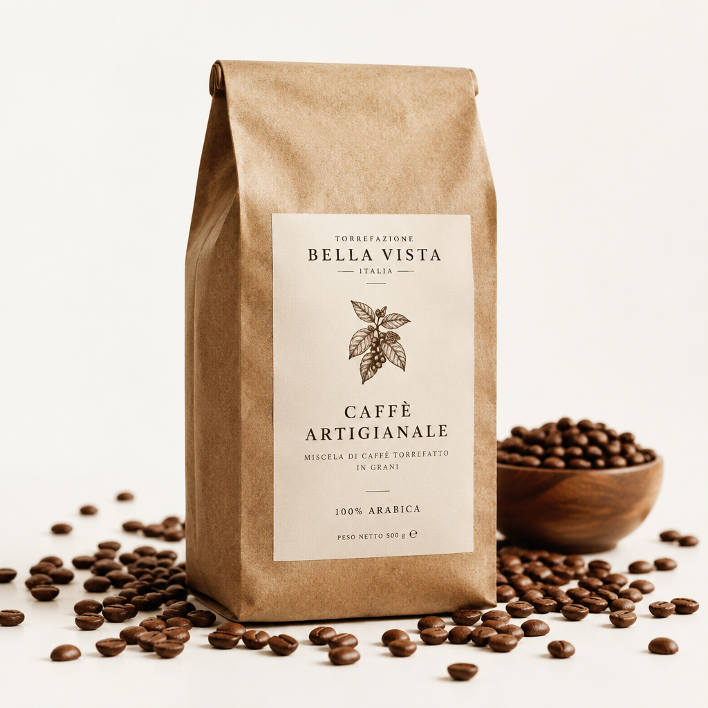 Sacchetto di caffè artigianale italiano blend intenso