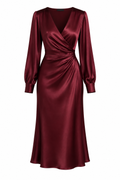 Vestito Midi Donna in Seta color borgogna