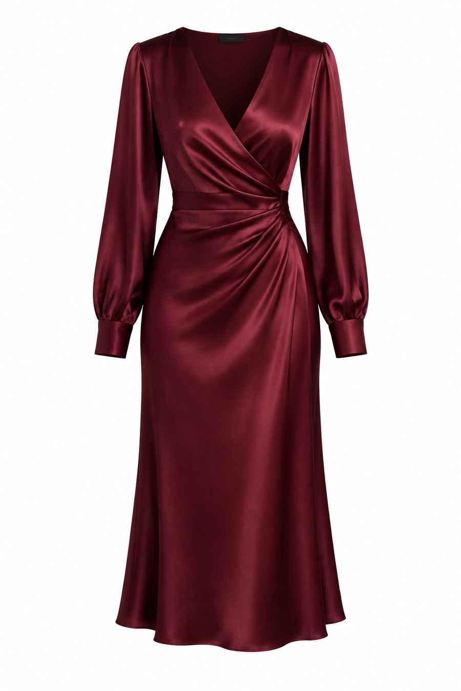 Vestito Midi Donna in Seta color borgogna